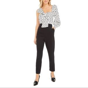 Polka Dot Ruffle One-Sleeve Jumpsuit